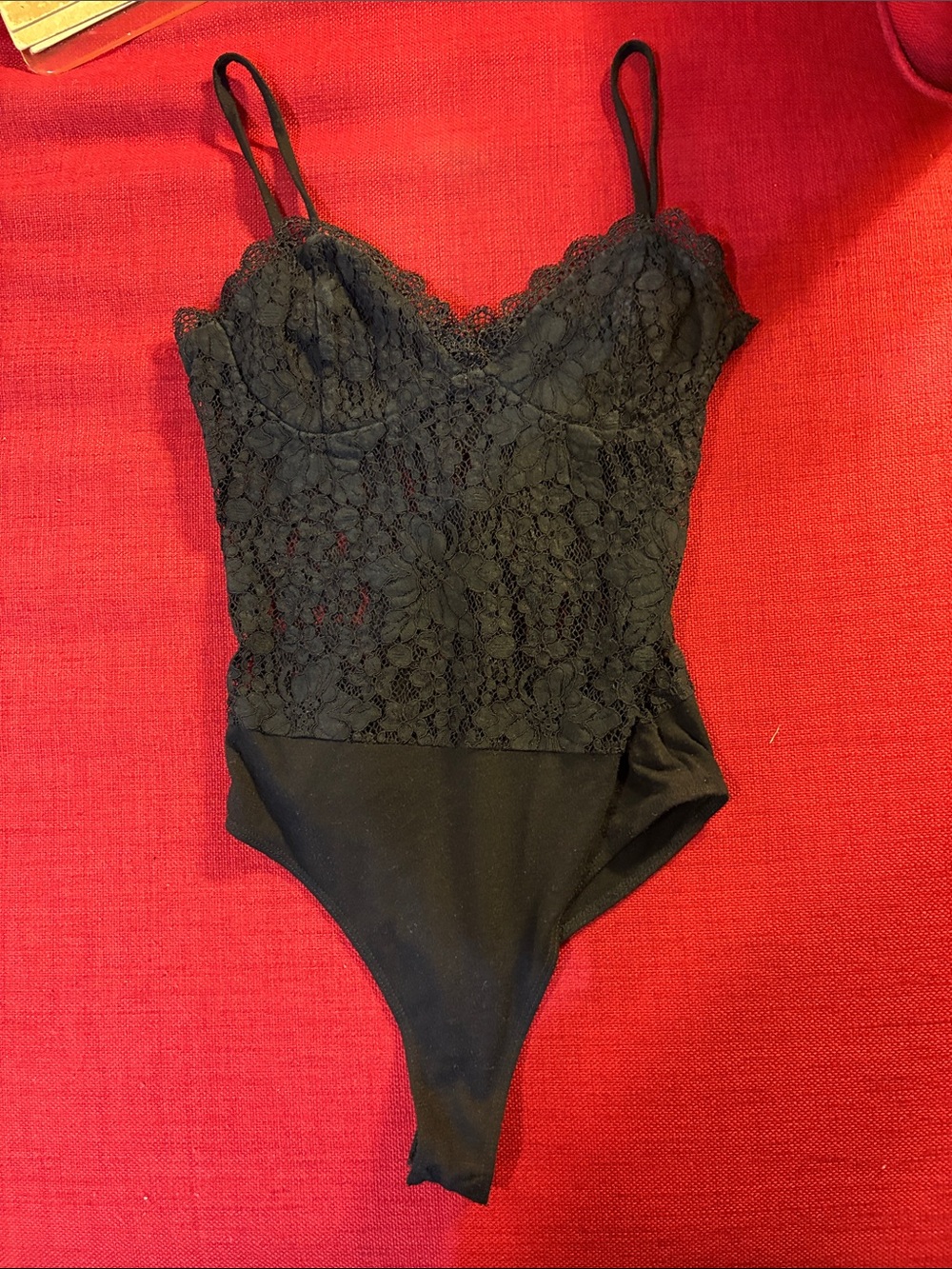Lace Black Bodysuit with Adjustable Spaghetti Straps